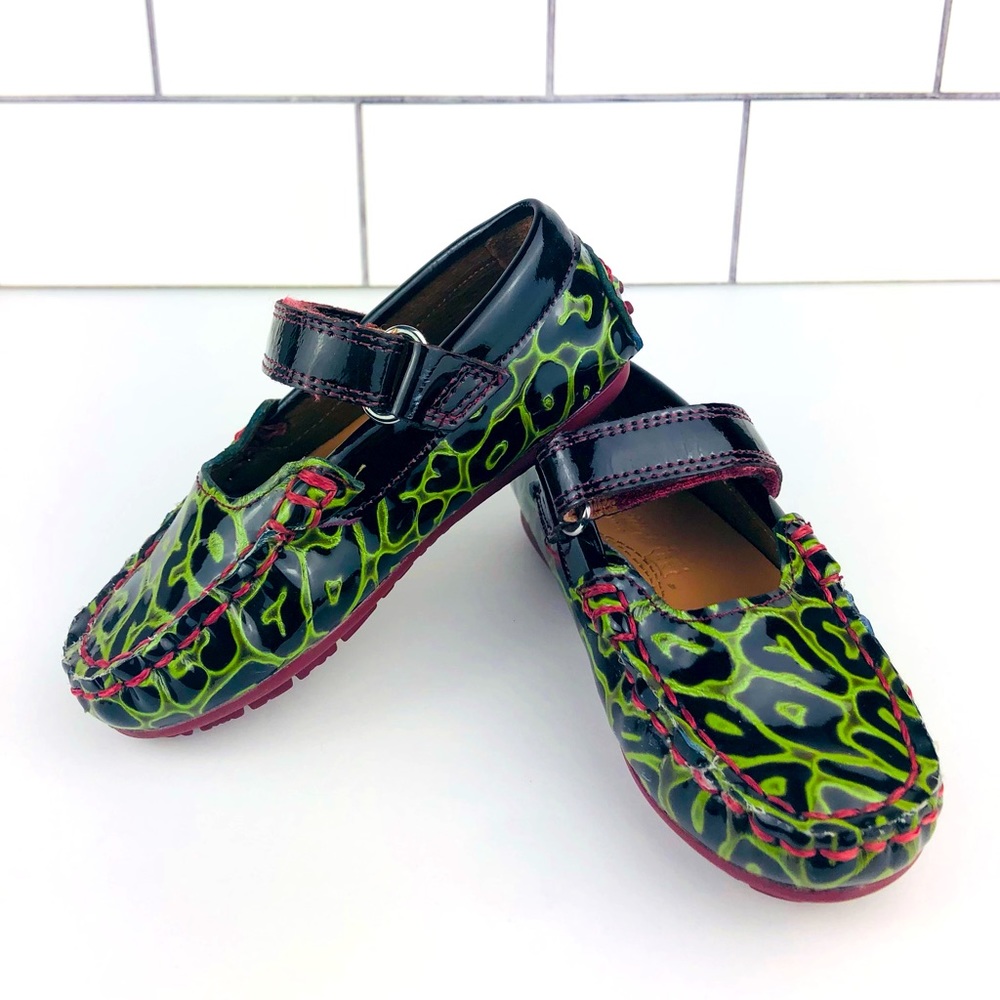 Venettini “Green Flower” Patent Leather Toddler Shoes